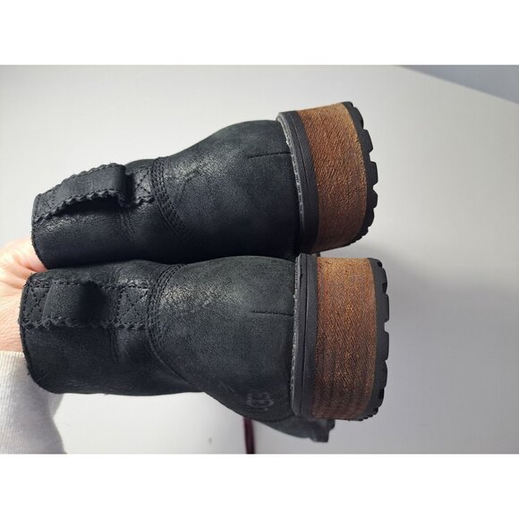 Ugg Denhali Hiker Waterproof Black Leather Shearling Lined Boots Size 7.5 - Picture 9 of 11